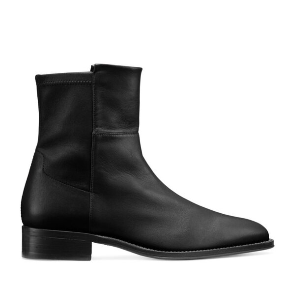 Stuart Weitzman Sleek Black Leather Booties - Picture 2 of 11